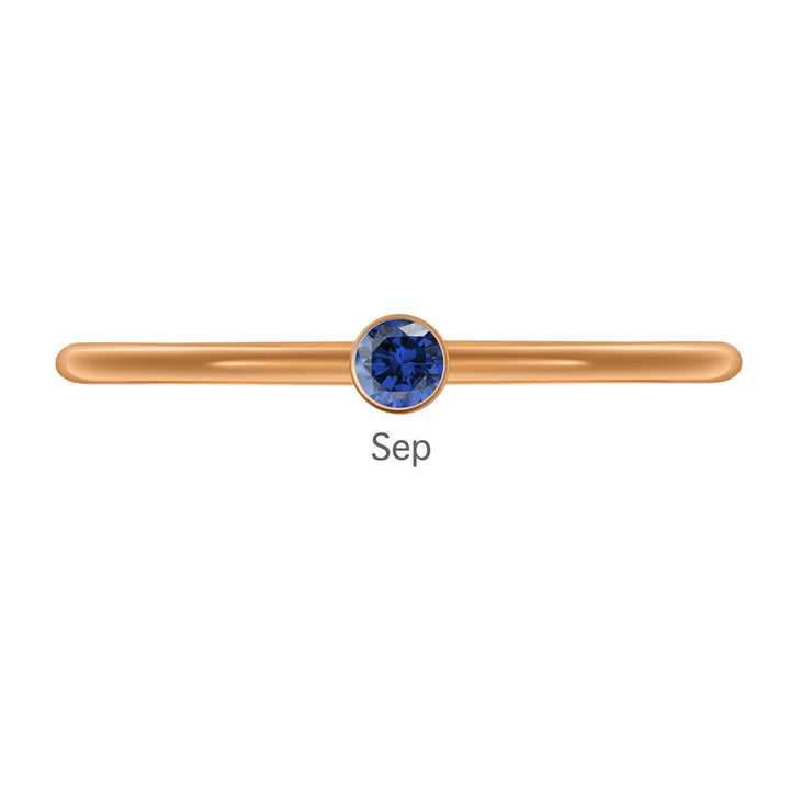 Olivenorma Birthstone Stacking Stainless Steel Thin Ring - 10 - Rose Gold - September-Sapphire - image 36