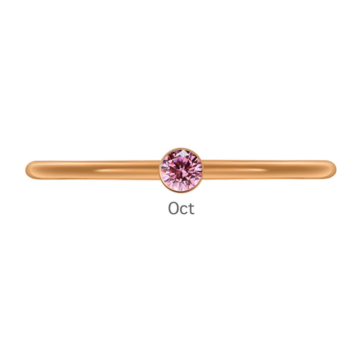 Olivenorma Birthstone Stacking Stainless Steel Thin Ring - 10 - Rose Gold - October-Tourmaline - image 40