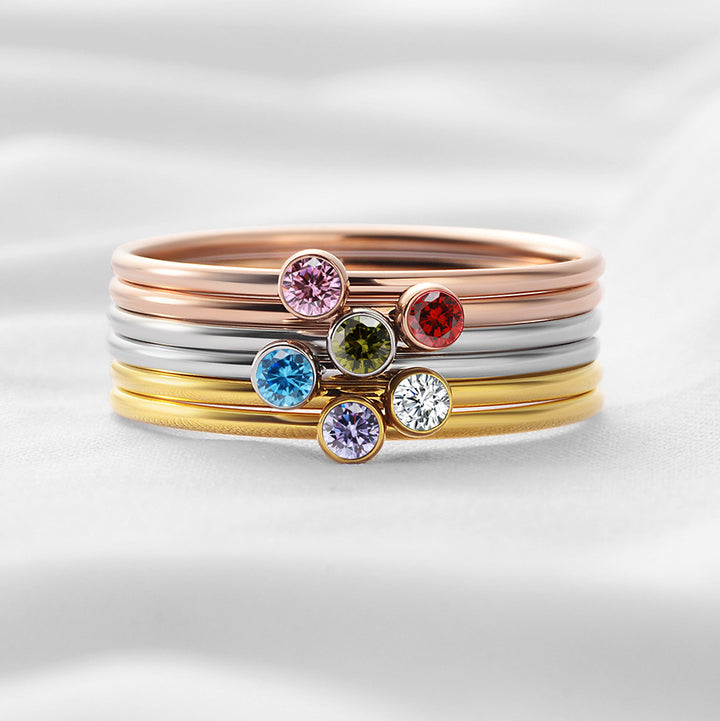 Olivenorma Birthstone Stacking Stainless Steel Thin Ring - image 0