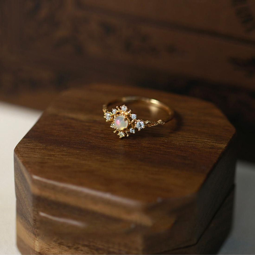 Olivenorma Inlaid Opal White Zircon Light Luxury Ring - image 7