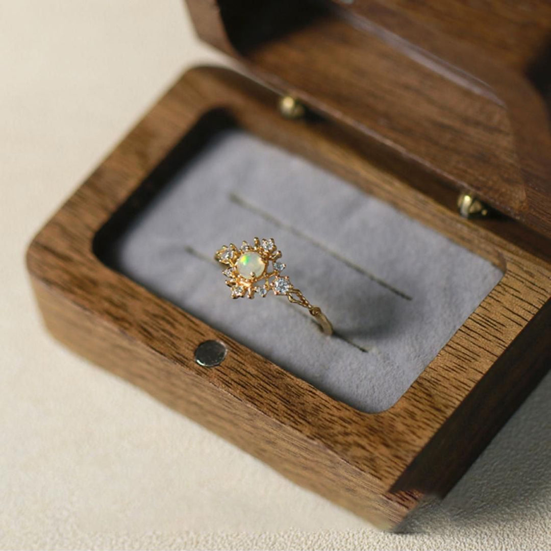 Olivenorma Inlaid Opal White Zircon Light Luxury Ring - image 9