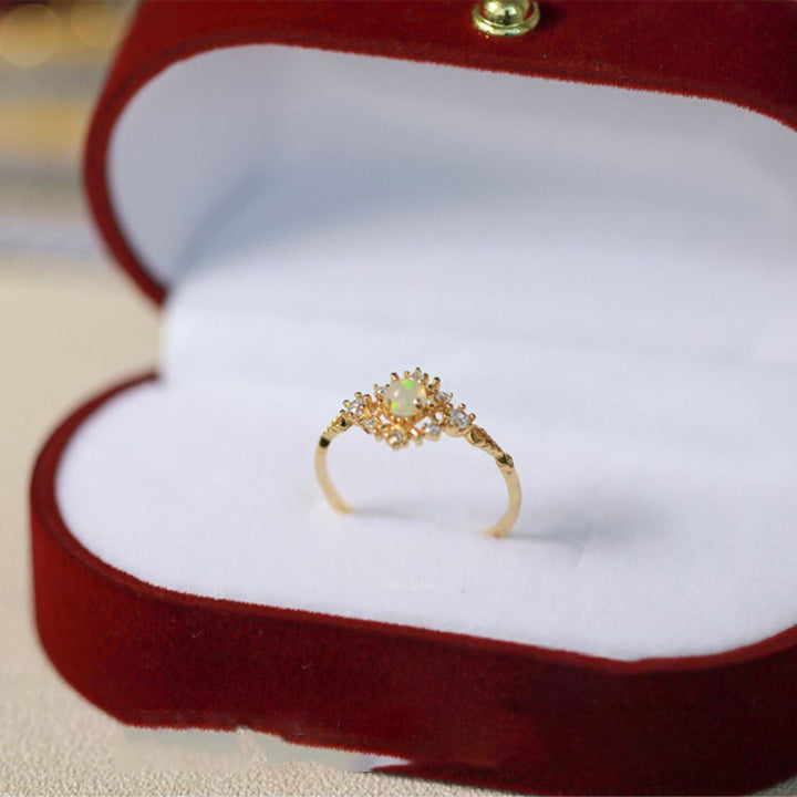 Olivenorma Inlaid Opal White Zircon Light Luxury Ring - image 5