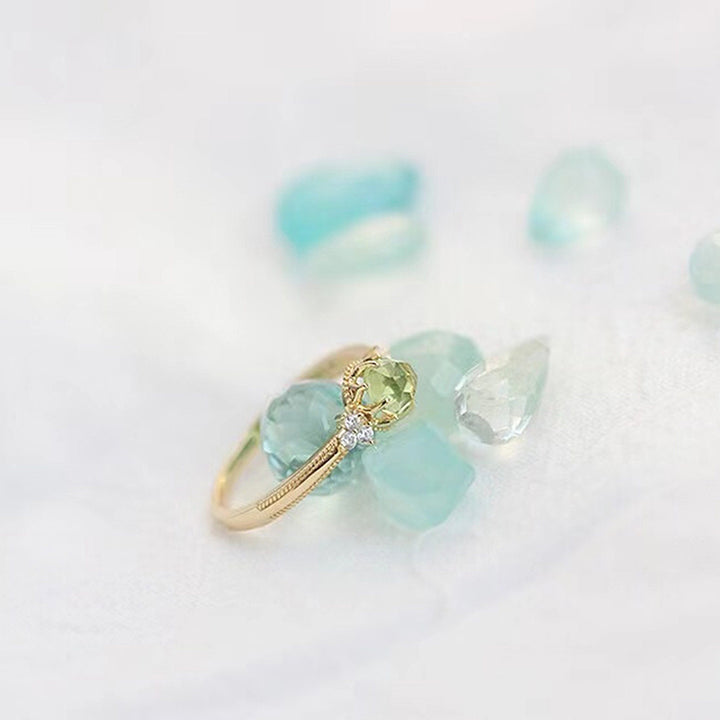 Olivenorma Natural Peridot Promise Engagement Ring - image 5