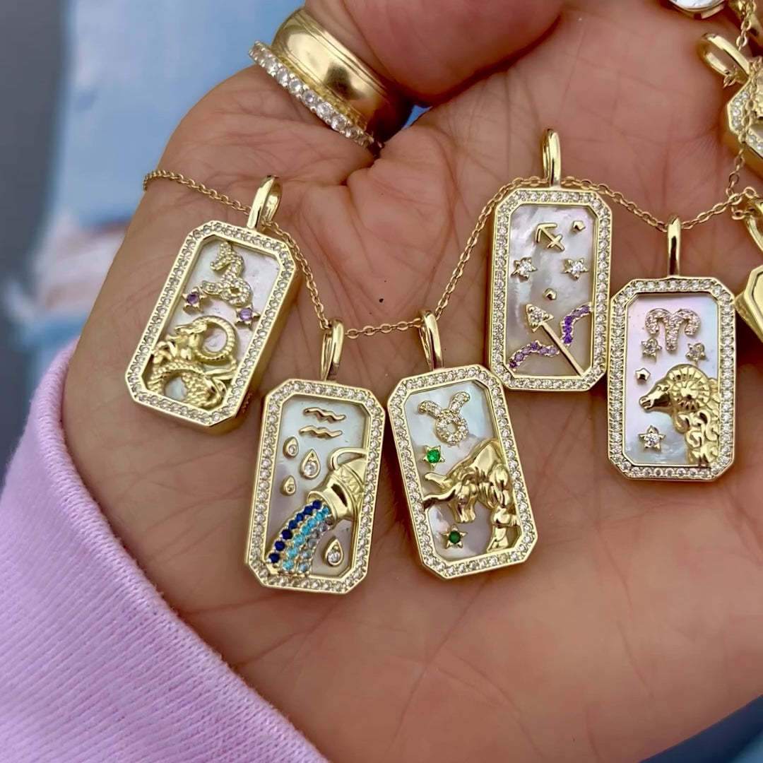 Olivenorma Tarot Card Zircon Zodiac Necklace - image 0