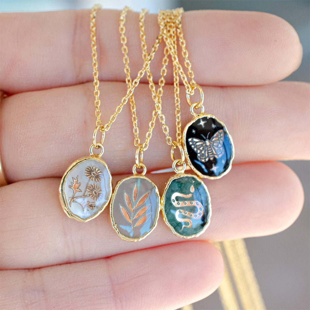 Olivenorma Natural Stone Butterfly Star Moon Necklace - image 0