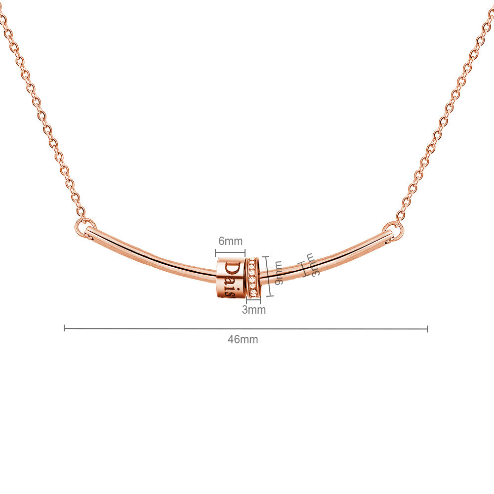 Olivenorma Birthstone Ball Engraving Pendant Clavicle Chain Necklace - Rose Gold - Pendant column length: 46mm - 4 Birthstones - image 3