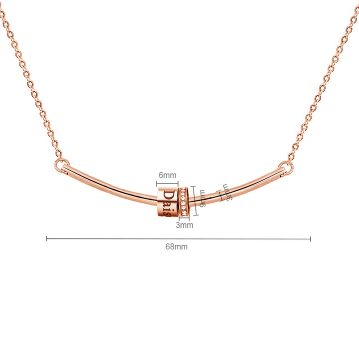 Olivenorma Birthstone Ball Engraving Pendant Clavicle Chain Necklace - Rose Gold - Pendant column length: 68mm - 6 Birthstones - image 10