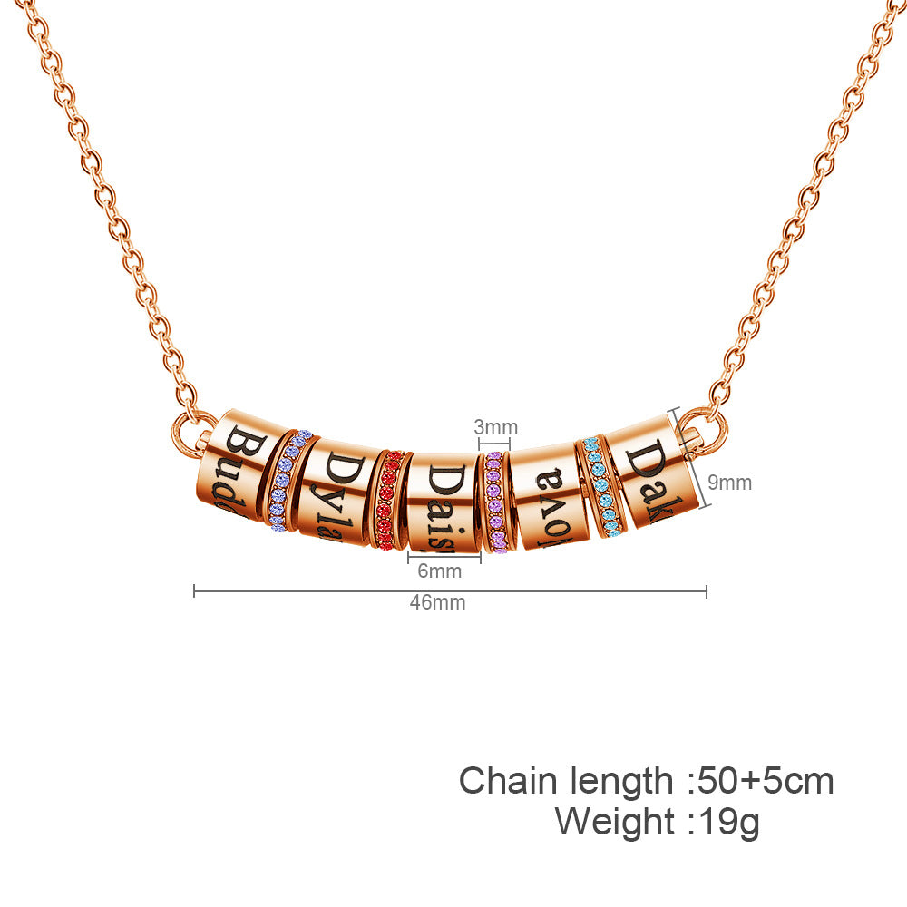 Olivenorma Birthstone Ball Engraving Pendant Clavicle Chain Necklace - image 4