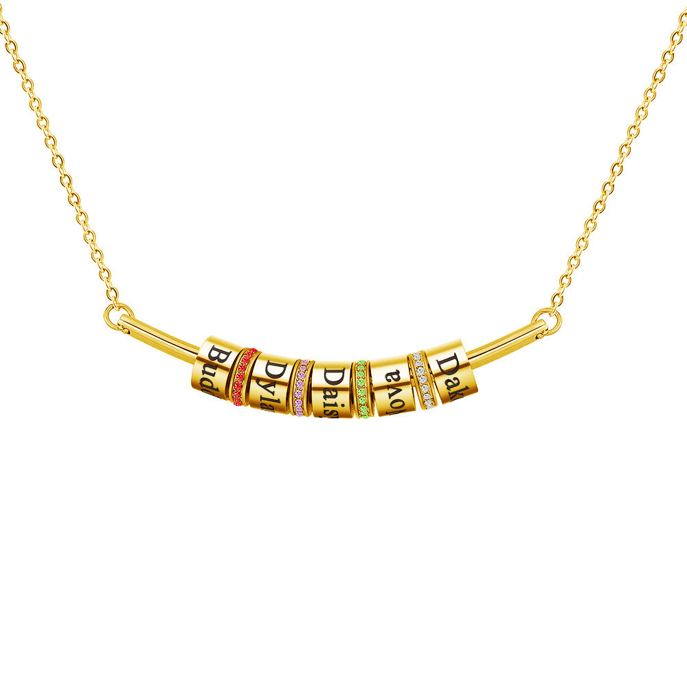 Olivenorma Birthstone Ball Engraving Pendant Clavicle Chain Necklace - image 12