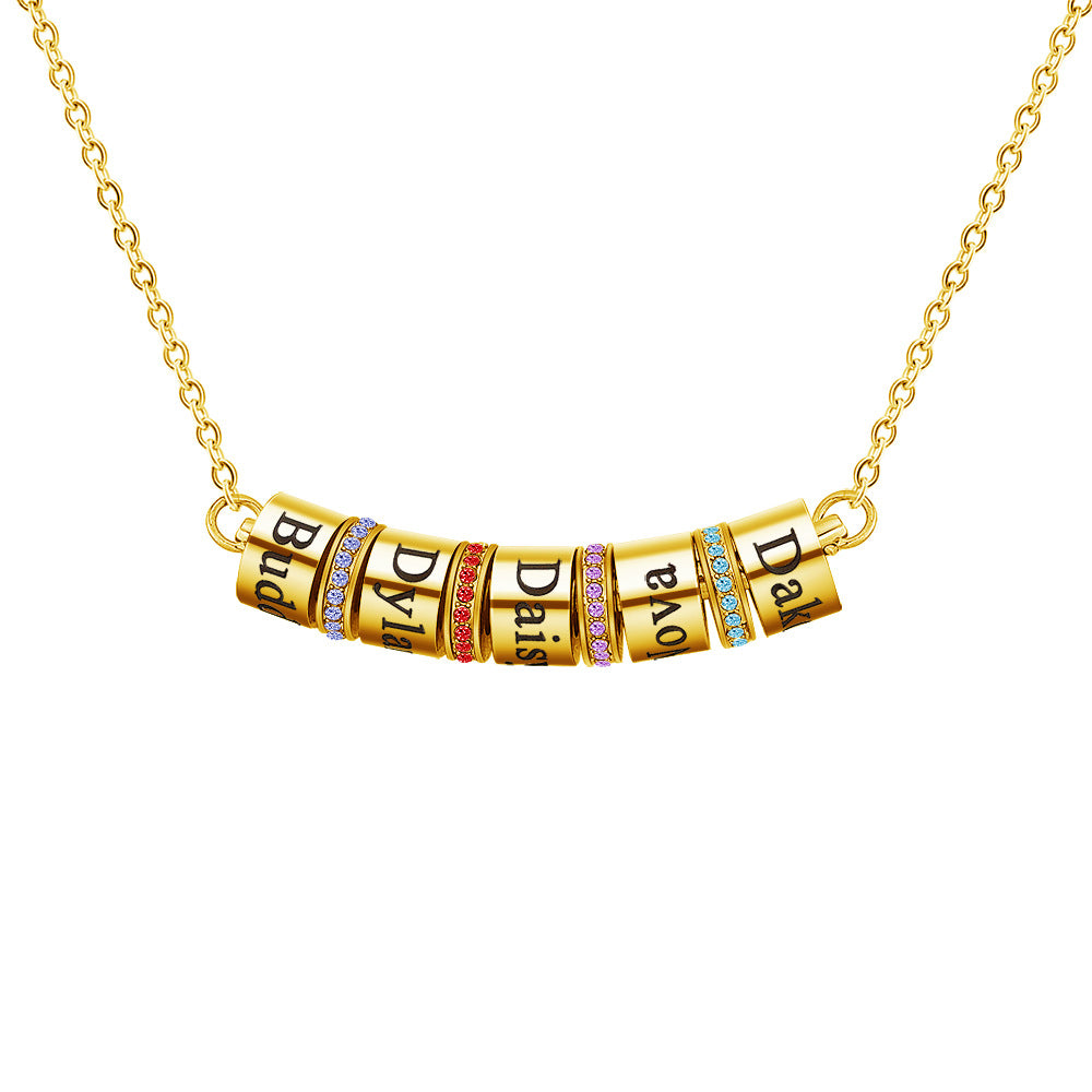 Olivenorma Birthstone Ball Engraving Pendant Clavicle Chain Necklace - image 6