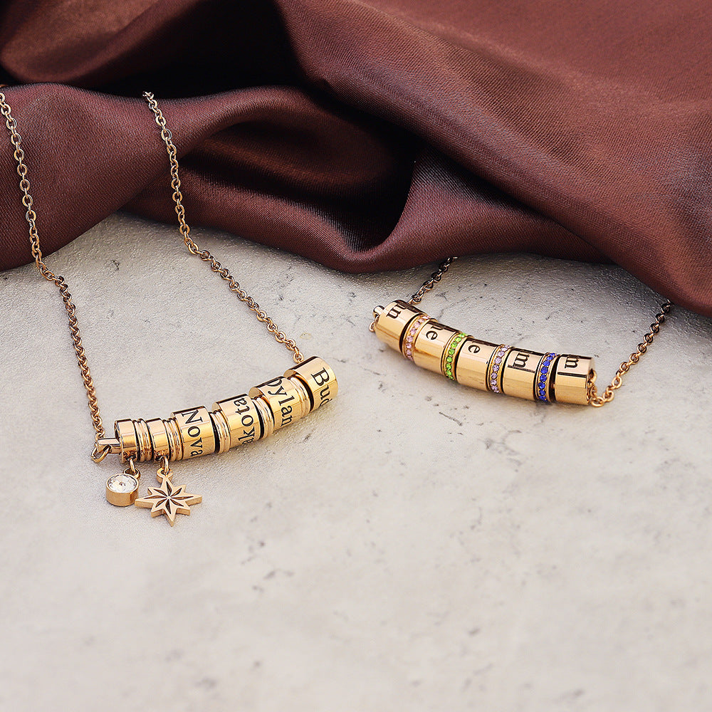 Olivenorma Birthstone Ball Engraving Pendant Clavicle Chain Necklace - image 0