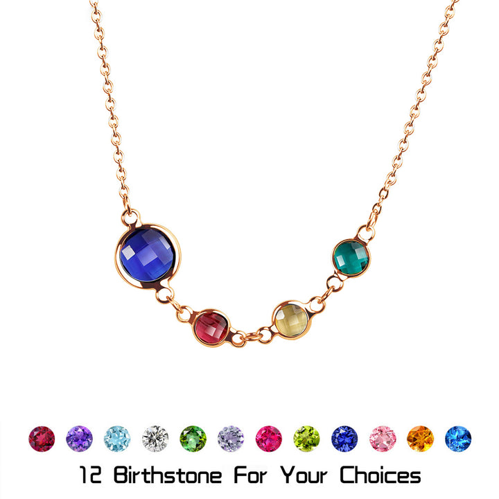 Olivenorma Optional Birthstone Zircon Beaded Pendant Necklace - Golden - 8 Birthstones - image 2