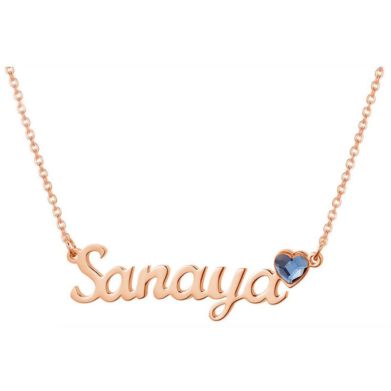 Olivenorma Birthstone Various Name Engravings Customized Necklace - Rose Gold - Font Style 24 - 1 Birthstone - image 0