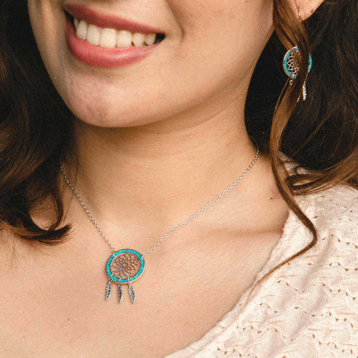 Olivenorma Blue Opal Dream Catcher Necklace - image 1