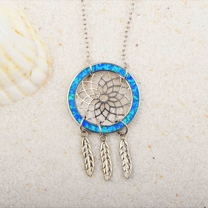 Olivenorma Blue Opal Dream Catcher Necklace - Blue Opal - image 0