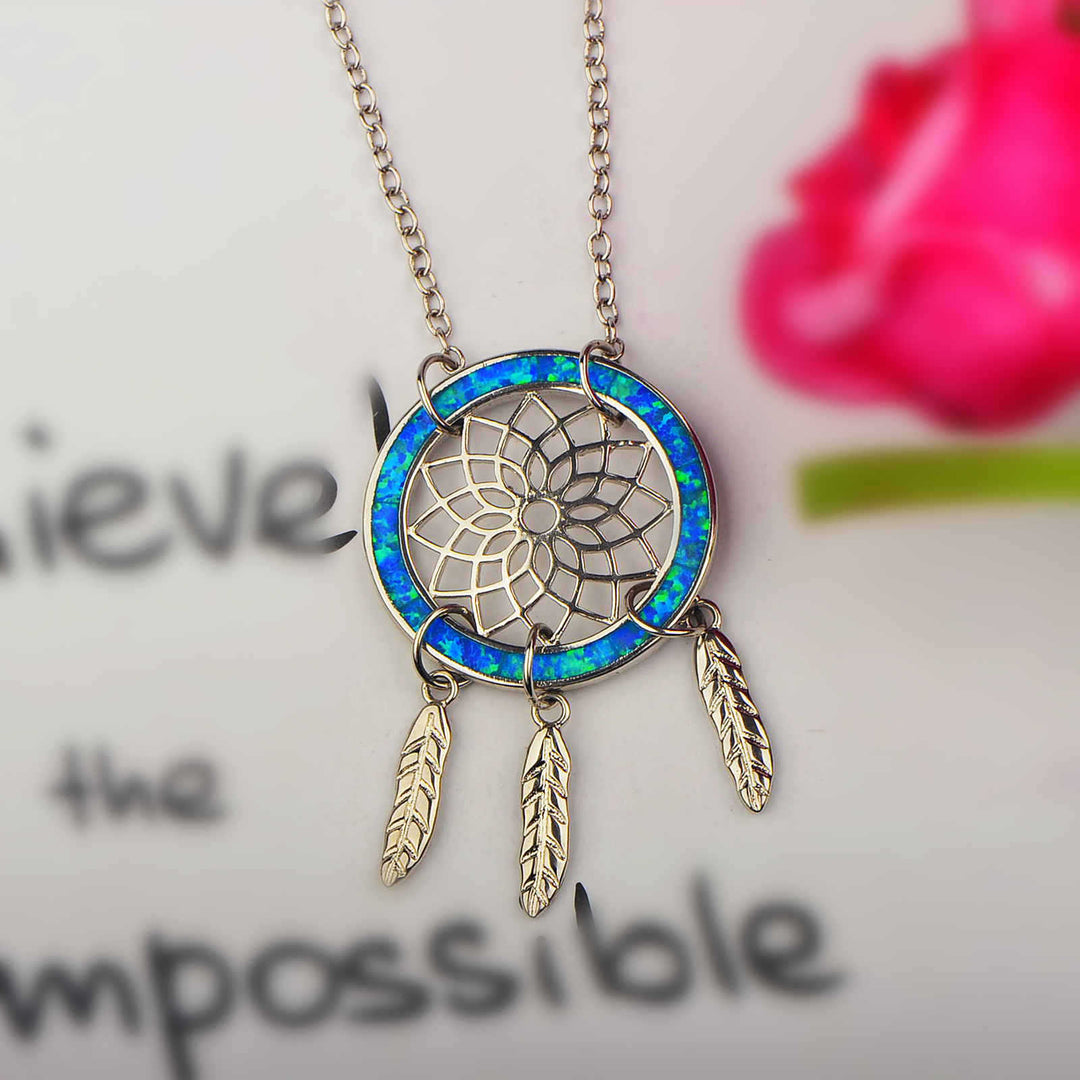 Olivenorma Blue Opal Dream Catcher Necklace - image 4