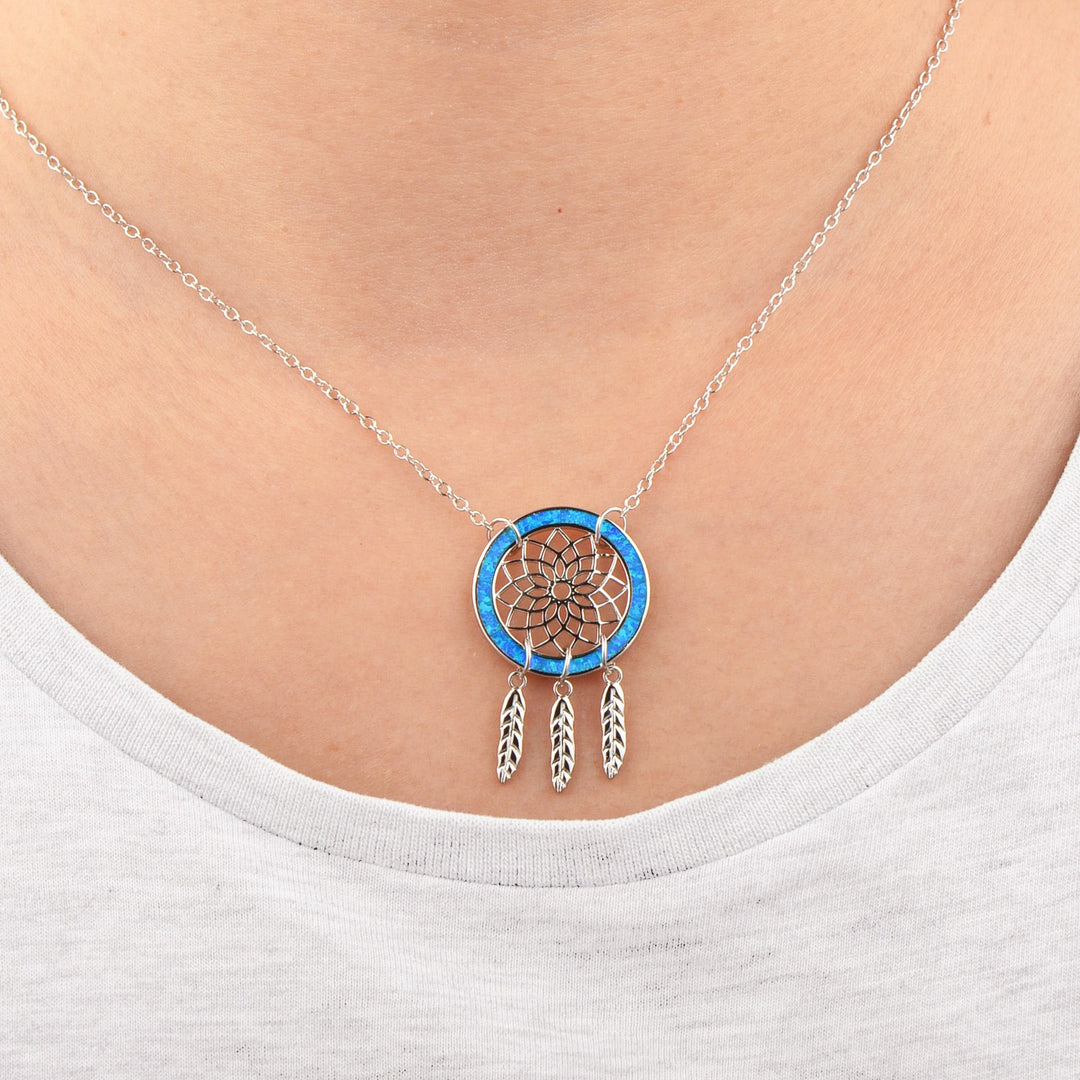 Olivenorma Blue Opal Dream Catcher Necklace - image 2