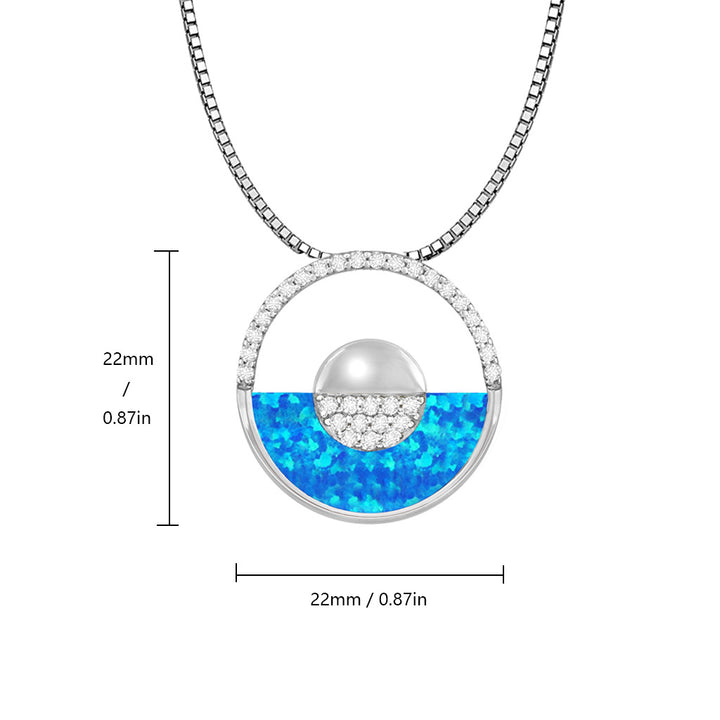 Olivenorma Hawaiian Blue Opal Round Pendant Necklace - image 8