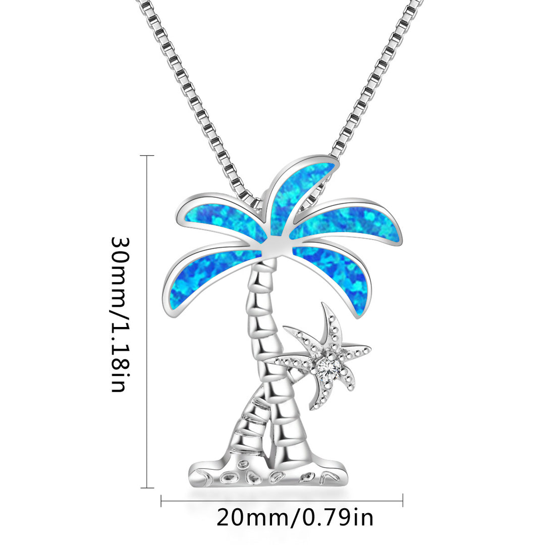 Olivenorma Blue Opal Coconut Tree Pendant Necklace - image 7