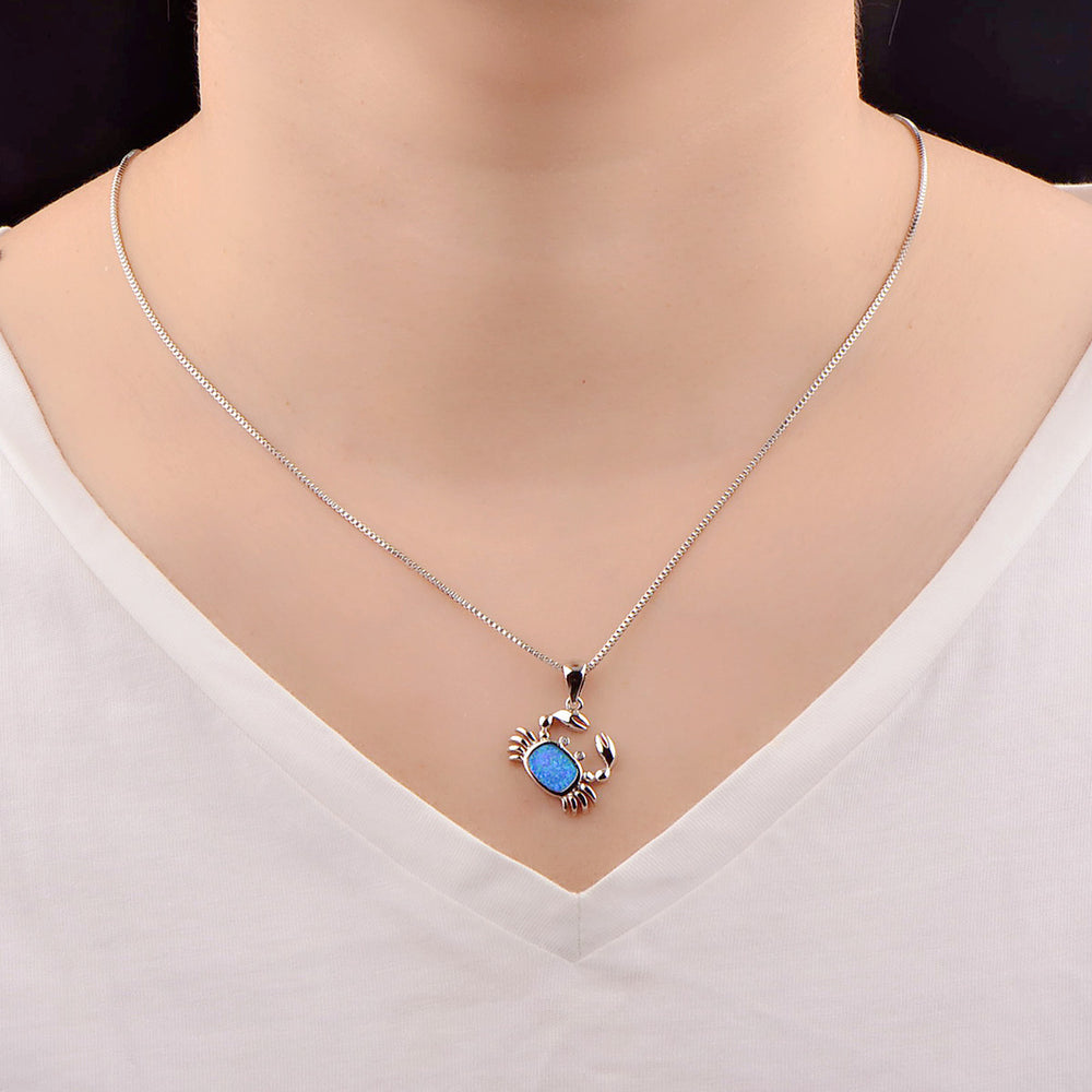 Olivenorma Blue Opal Small Crab Pendant Necklace - image 1