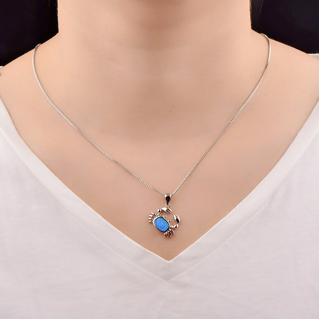 Olivenorma Blue Opal Small Crab Pendant Necklace - image 1