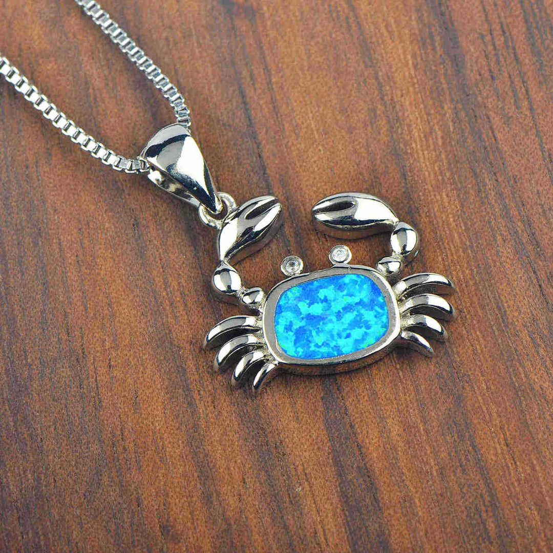 Olivenorma Blue Opal Small Crab Pendant Necklace - image 6