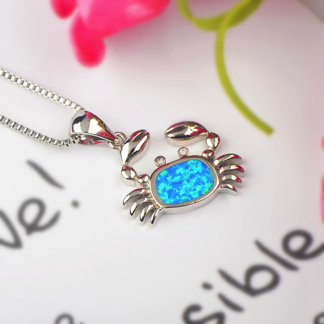 Olivenorma Blue Opal Small Crab Pendant Necklace - image 2