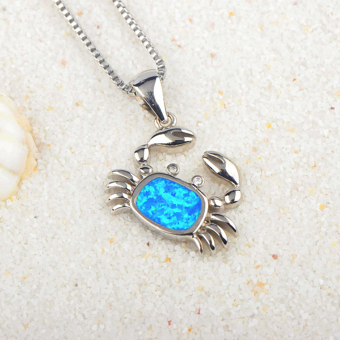 Olivenorma Blue Opal Small Crab Pendant Necklace - image 4