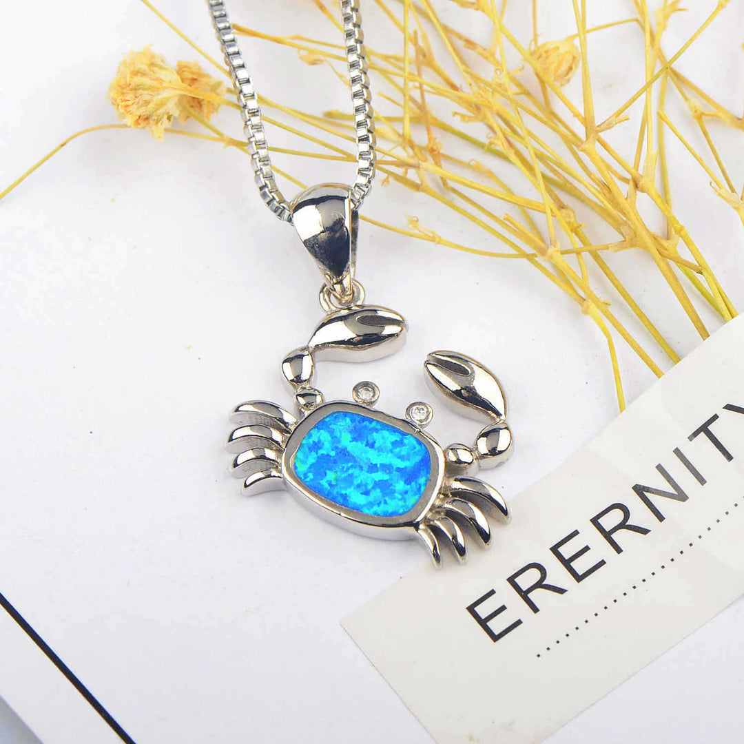 Olivenorma Blue Opal Small Crab Pendant Necklace - image 3