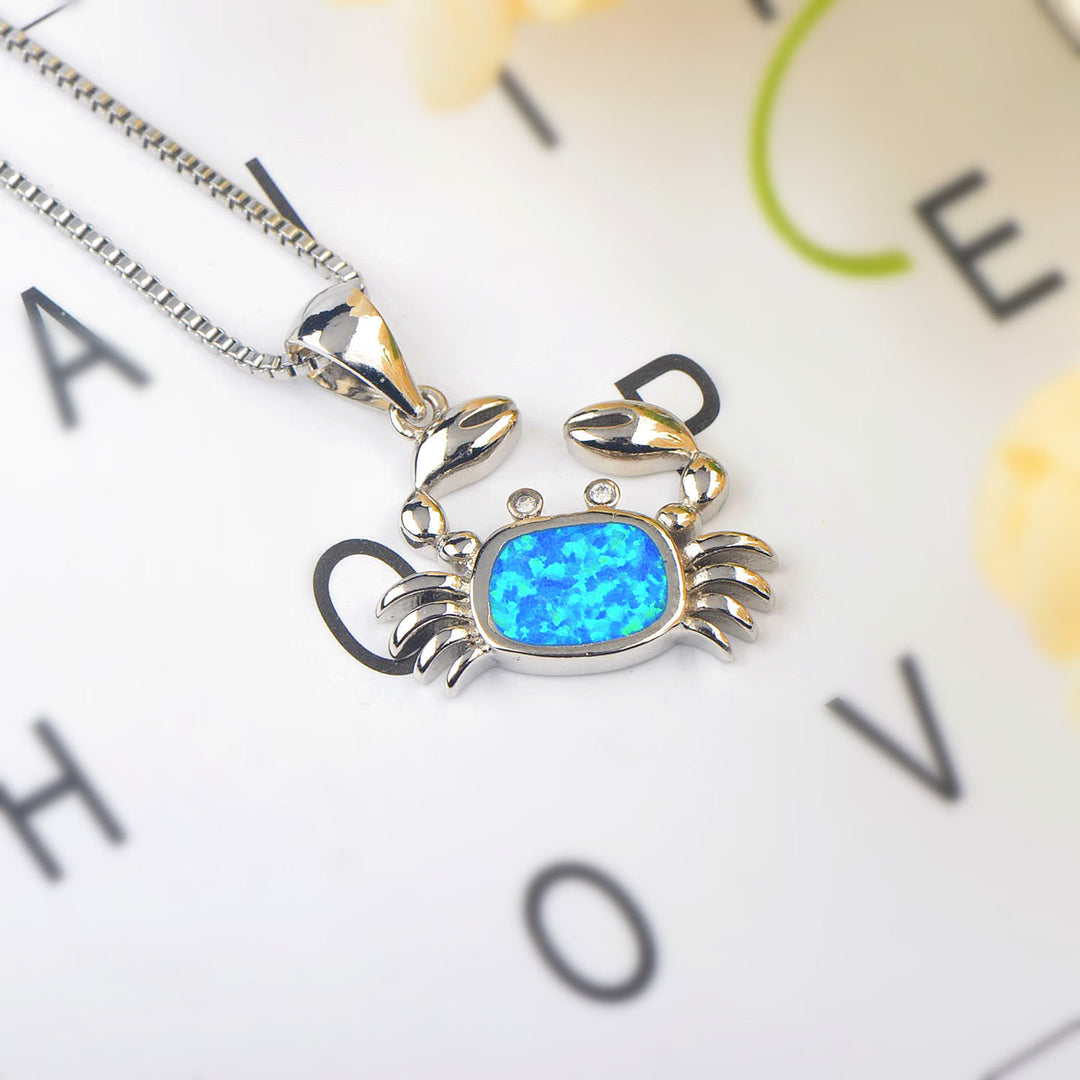 Olivenorma Blue Opal Small Crab Pendant Necklace - image 5