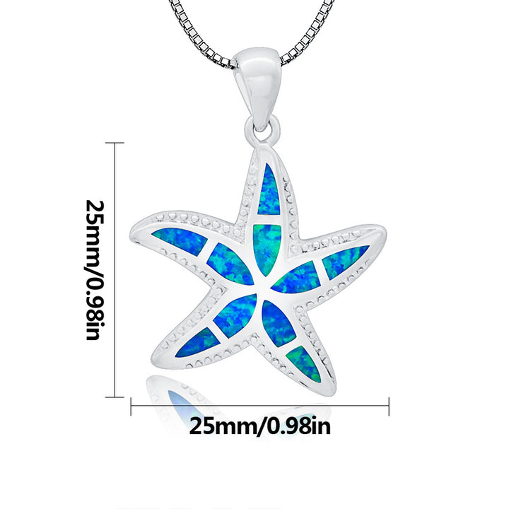 Olivenorma Blue White Opal Starfish Pendant Necklace - image 7