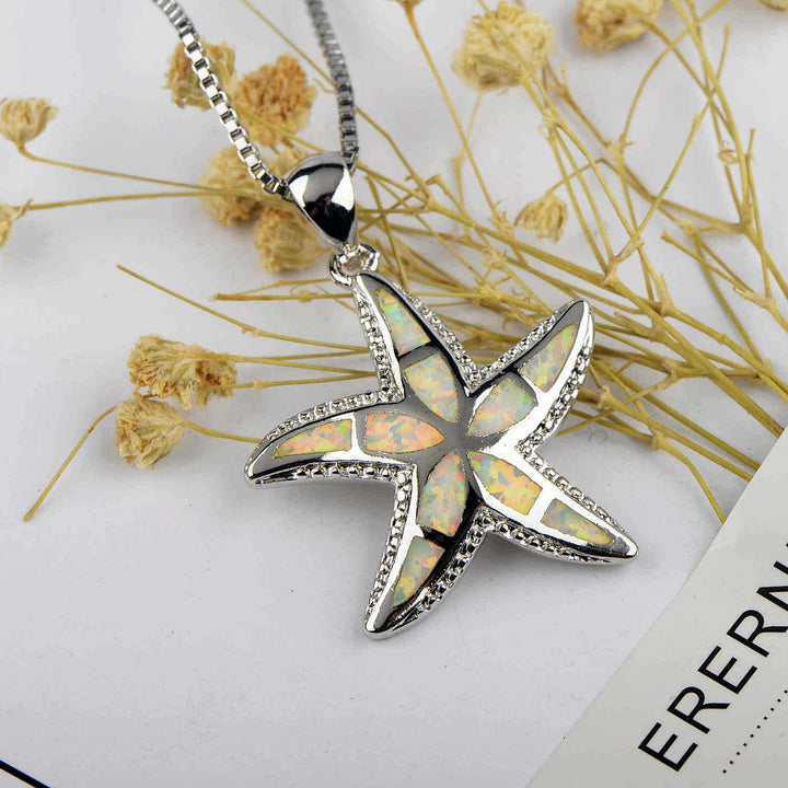 Olivenorma Blue White Opal Starfish Pendant Necklace - image 12