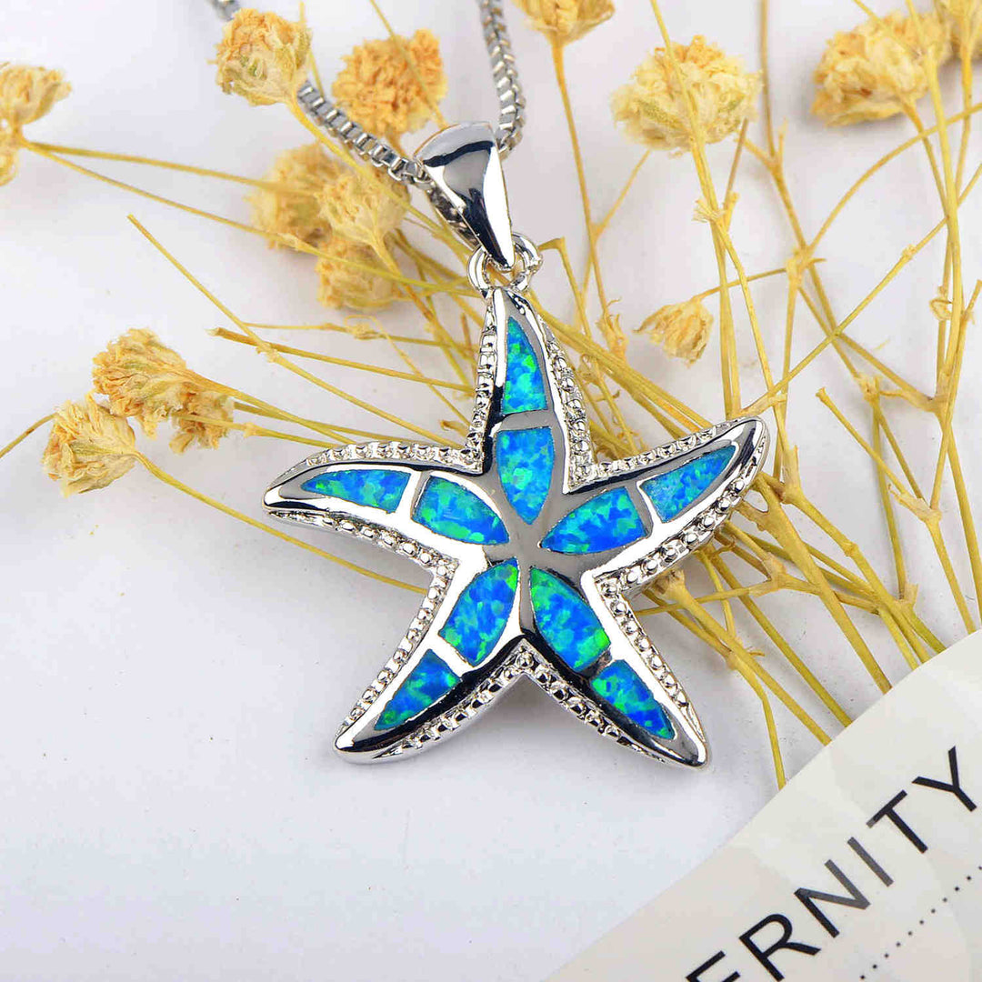 Olivenorma Blue White Opal Starfish Pendant Necklace - image 5