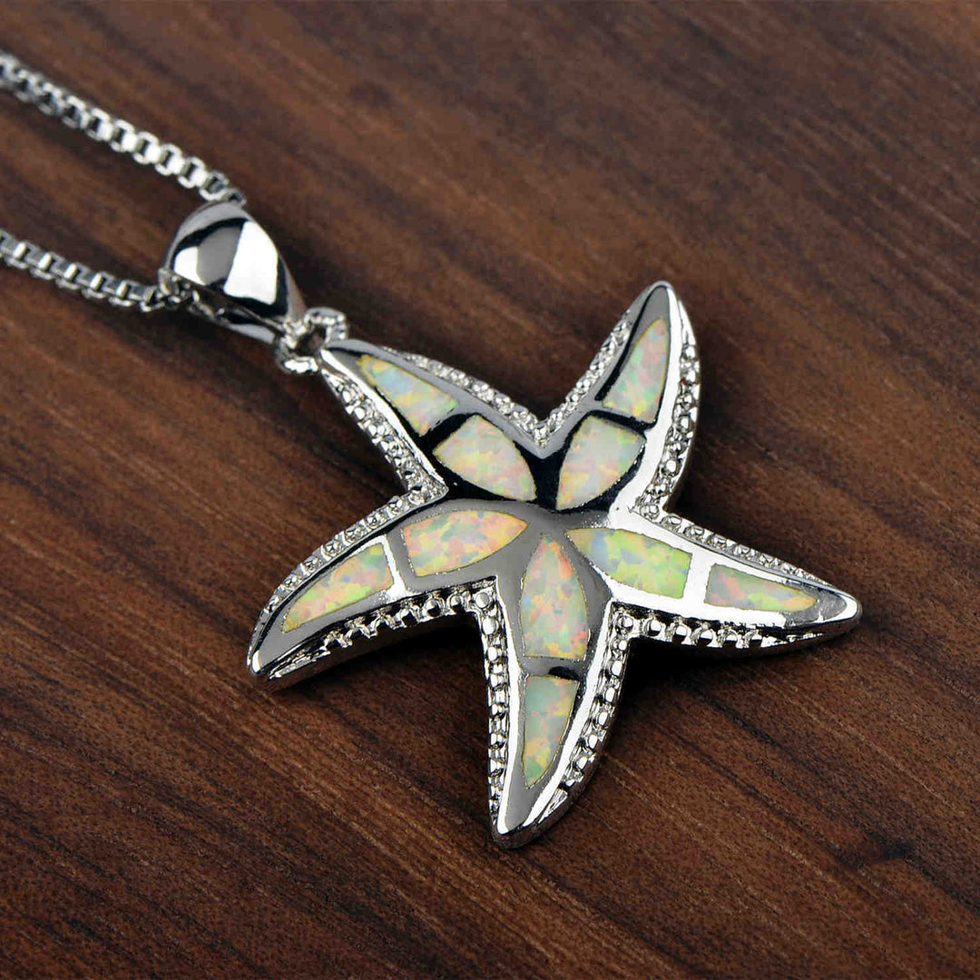 Olivenorma Blue White Opal Starfish Pendant Necklace - image 14