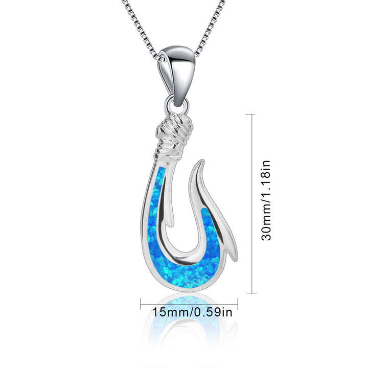 Olivenorma Blue Opal Fishhook Pendant Necklace - image 7