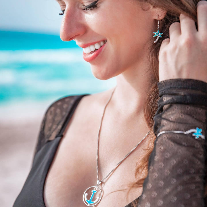 Olivenorma Blue Opal Anchor Pendant Necklace - image 1