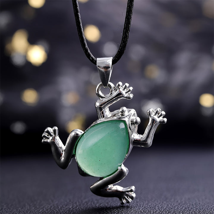 Olivenorma Natural Crystal Frog Meditation Necklace - Green Aventurine - image 9