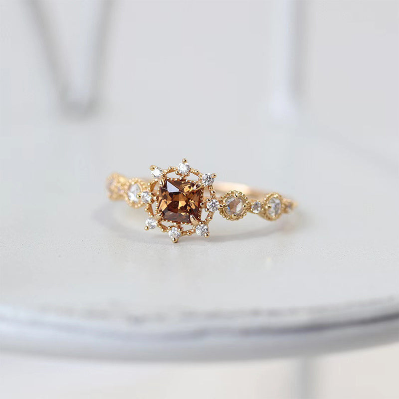 Olivenorma "Self-healing" - Citrine with Zircon Snow Ring - Citrine & Zircon - image 0