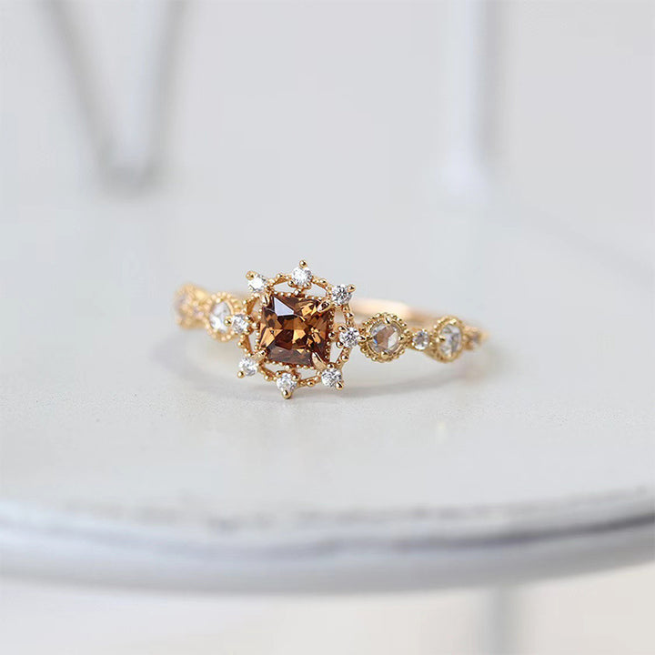 Olivenorma "Self-healing" - Citrine with Zircon Snow Ring - Citrine & Zircon - image 0