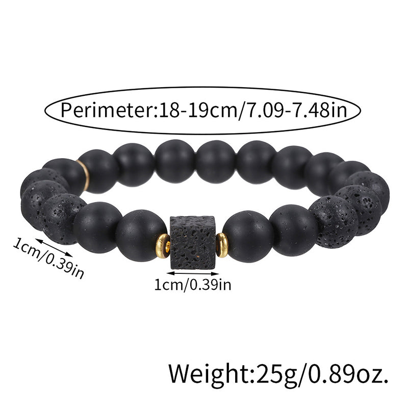 Olivenorma Frosted Black Square Volcanic Stone Map Stone Bracelet - image 4
