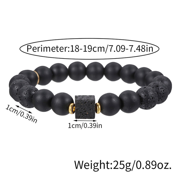 Olivenorma Frosted Black Square Volcanic Stone Map Stone Bracelet - image 4