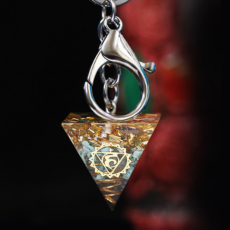 Olivenorma Chakra Healing Orgone Pyramid Energy Pendant Keychain  - Turquoise - image 8
