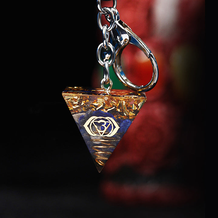 Olivenorma Chakra Healing Orgone Pyramid Energy Pendant Keychain  - Lapis Lazuli - image 3