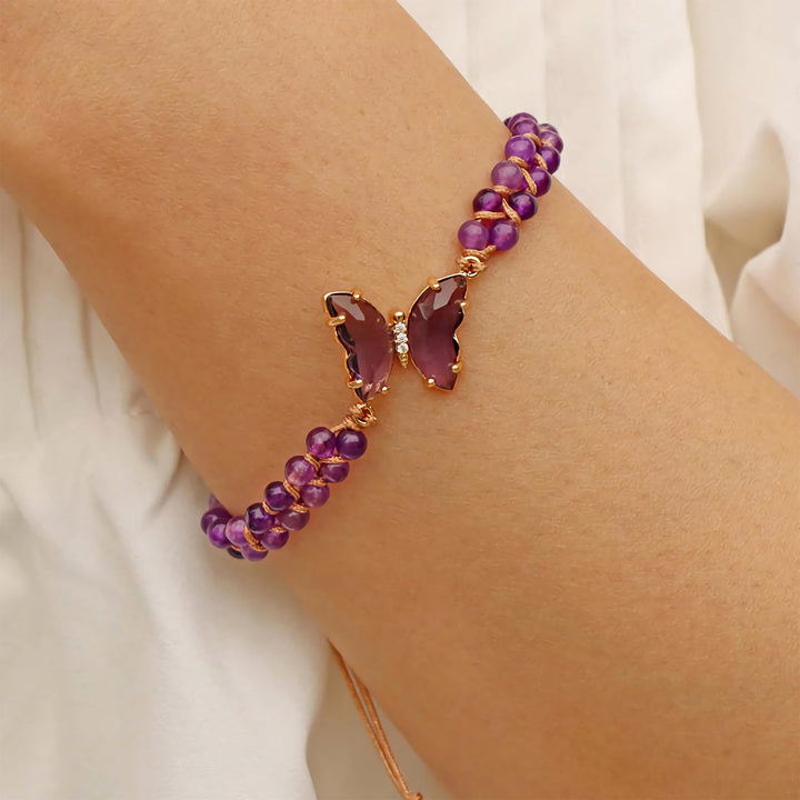 Olivenorma Healing Crystal Butterfly Adjustable Braided Rope Bracelet - image 1