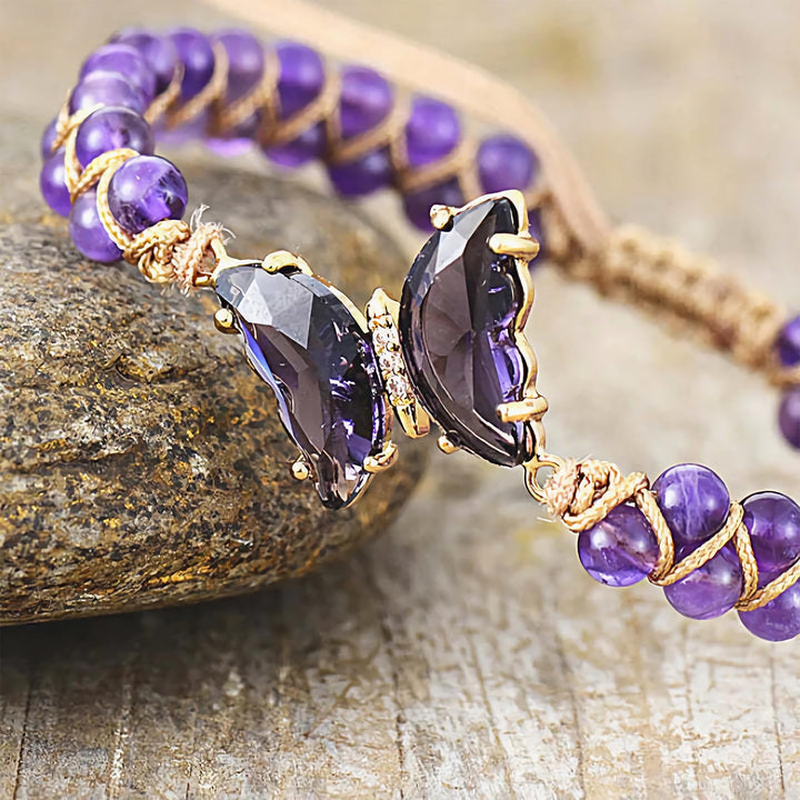 Olivenorma Healing Crystal Butterfly Adjustable Braided Rope Bracelet - image 3