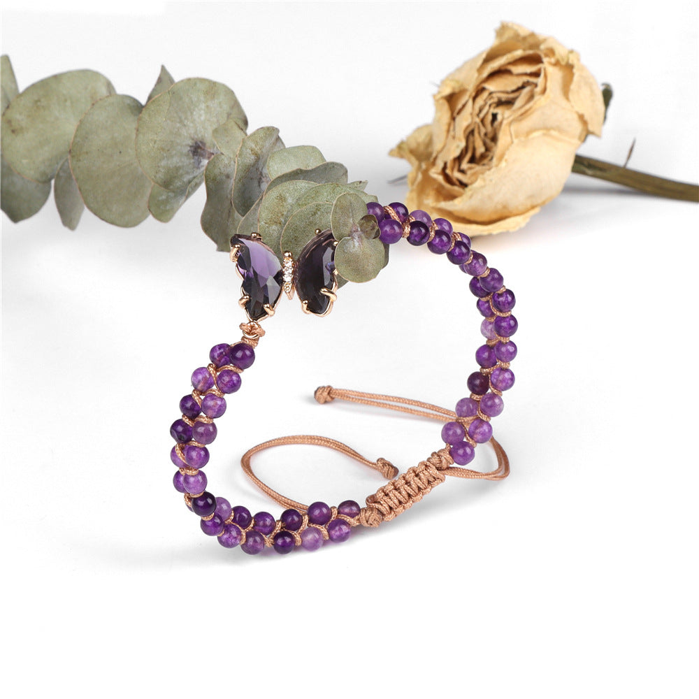 Olivenorma Healing Crystal Butterfly Adjustable Braided Rope Bracelet - image 4