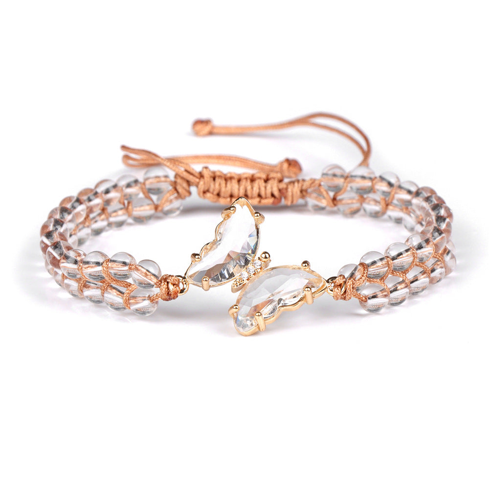 Olivenorma Healing Crystal Butterfly Adjustable Braided Rope Bracelet - Clear Crystal - image 19