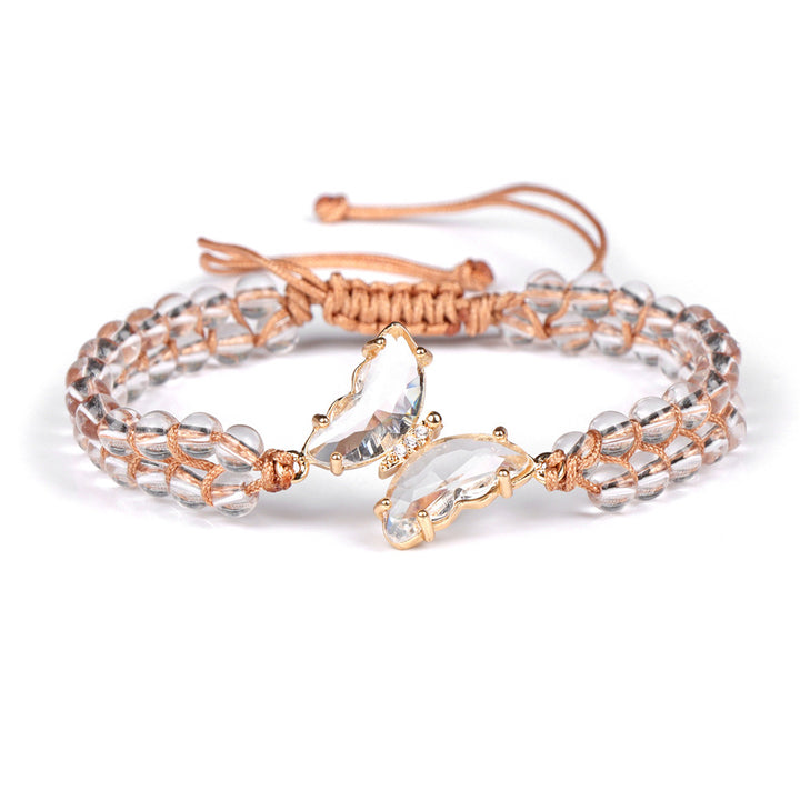 Olivenorma Healing Crystal Butterfly Adjustable Braided Rope Bracelet - Clear Crystal - image 19