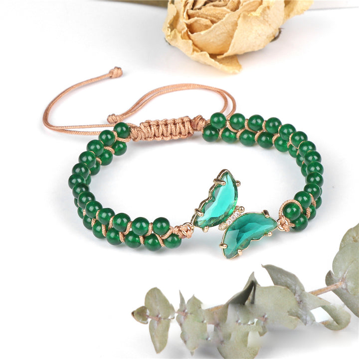 Olivenorma Healing Crystal Butterfly Adjustable Braided Rope Bracelet - Green Aventurine - image 7