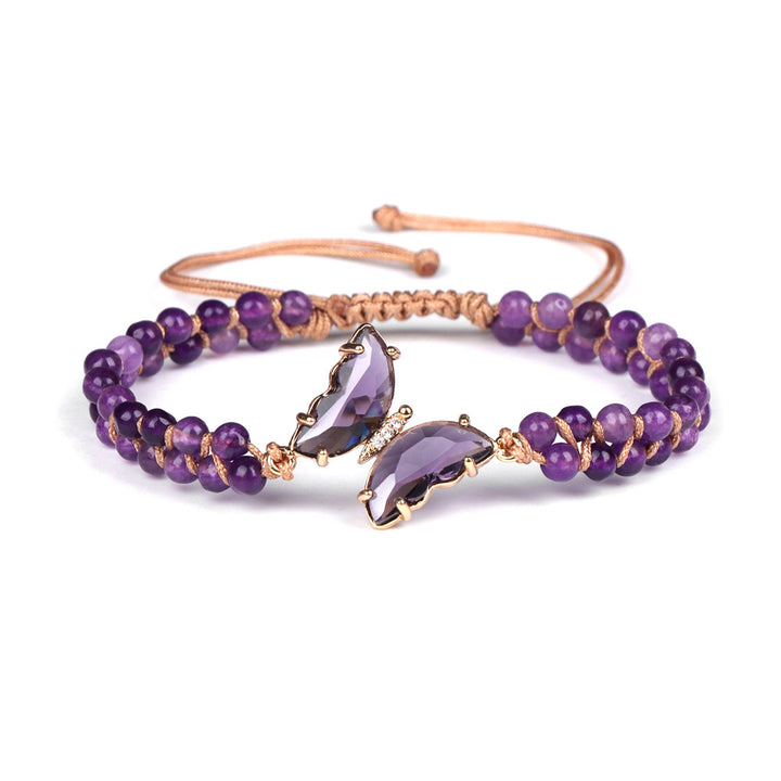Olivenorma Healing Crystal Butterfly Adjustable Braided Rope Bracelet - image 5